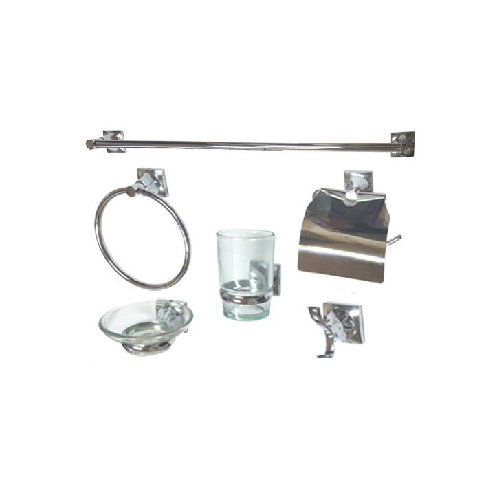 SET BAÑO 6 PZAS. ACERO INOX.